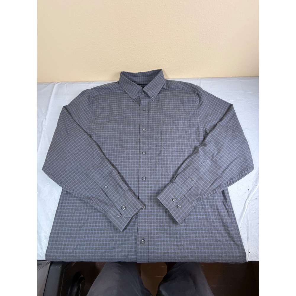 Southern Tide Mens L Classic Fit Grey Blue Check Button Down‎ Shirt Long Sleeve